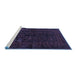 Sideview of Machine Washable Persian Blue Traditional Rug, wshtr1409blu