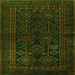 Round Machine Washable Persian Green Traditional Area Rugs, wshtr1409grn