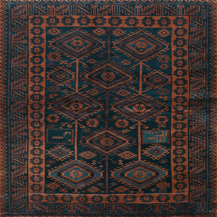 Square Machine Washable Persian Light Blue Traditional Rug, wshtr1409lblu
