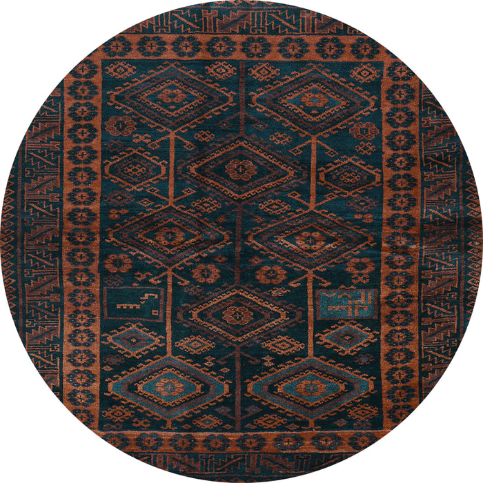 Round Machine Washable Persian Light Blue Traditional Rug, wshtr1409lblu