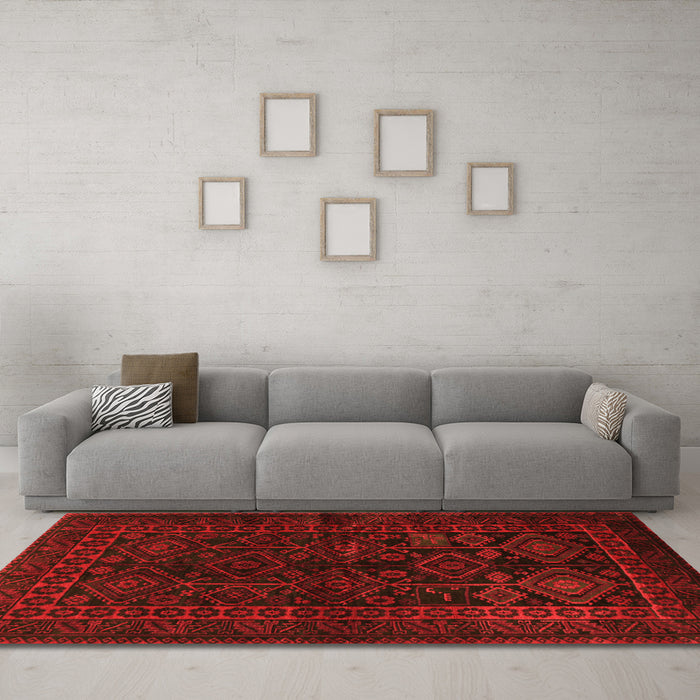 Machine Washable Persian Orange Traditional Area Rugs in a Living Room, wshtr1409org