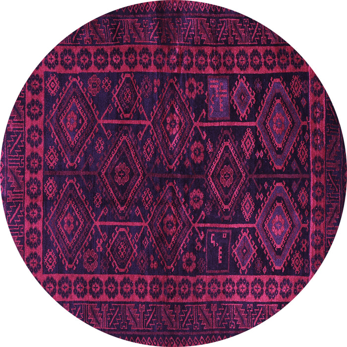 Round Machine Washable Persian Purple Traditional Area Rugs, wshtr1409pur