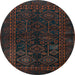 Round Persian Light Blue Traditional Rug, tr1409lblu