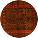 Round Persian Yellow Traditional Rug, tr1409yw