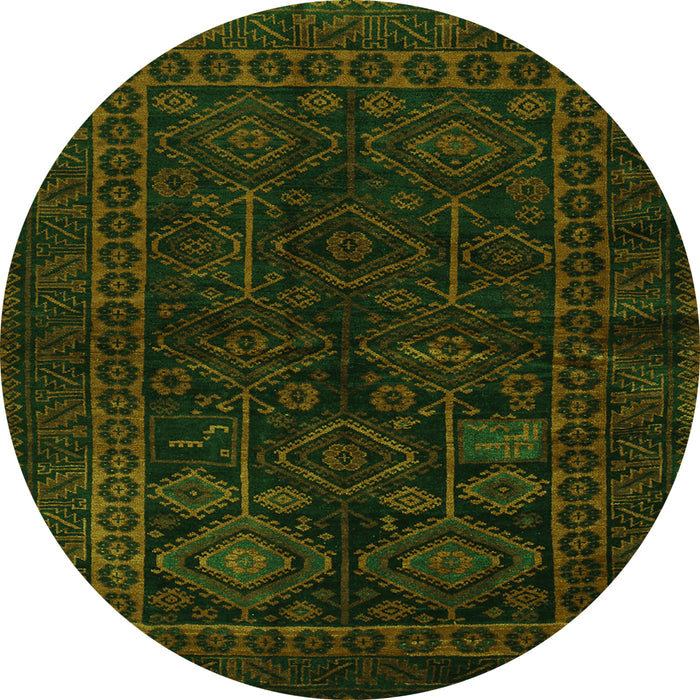 Square Persian Green Traditional Rug, tr1409grn