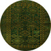 Square Persian Green Traditional Rug, tr1409grn