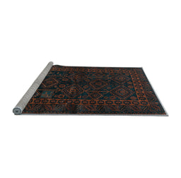 Sideview of Machine Washable Persian Light Blue Traditional Rug, wshtr1409lblu