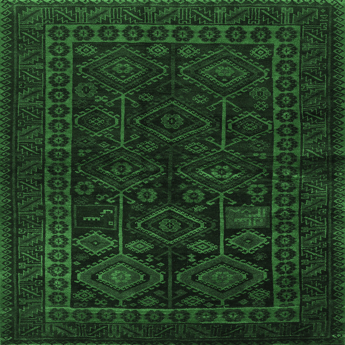 Square Machine Washable Persian Emerald Green Traditional Area Rugs, wshtr1409emgrn