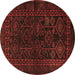 Round Machine Washable Persian Brown Traditional Rug, wshtr1409brn