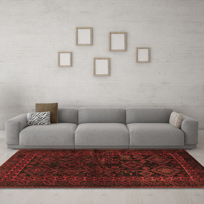 Machine Washable Persian Brown Traditional Rug in a Living Room,, wshtr1409brn