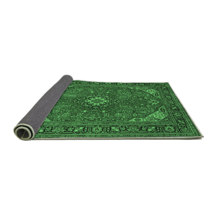 Sideview of Medallion Emerald Green Traditional Rug, tr140emgrn