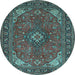 Round Medallion Light Blue Traditional Rug, tr140lblu