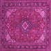 Square Machine Washable Medallion Pink Traditional Rug, wshtr140pnk