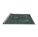 Sideview of Machine Washable Medallion Light Blue Traditional Rug, wshtr140lblu