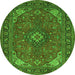 Machine Washable Medallion Green Traditional Area Rugs, wshtr140grn