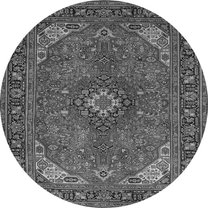 Machine Washable Medallion Gray Traditional Rug, wshtr140gry