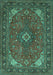 Machine Washable Medallion Turquoise Traditional Area Rugs, wshtr140turq