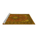 Sideview of Machine Washable Medallion Yellow Traditional Rug, wshtr140yw