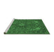 Sideview of Machine Washable Medallion Emerald Green Traditional Area Rugs, wshtr140emgrn