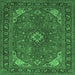 Square Medallion Emerald Green Traditional Rug, tr140emgrn