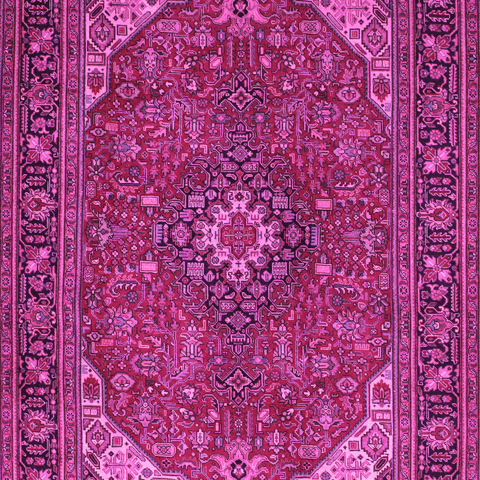 Machine Washable Medallion Pink Traditional Rug, wshtr140pnk
