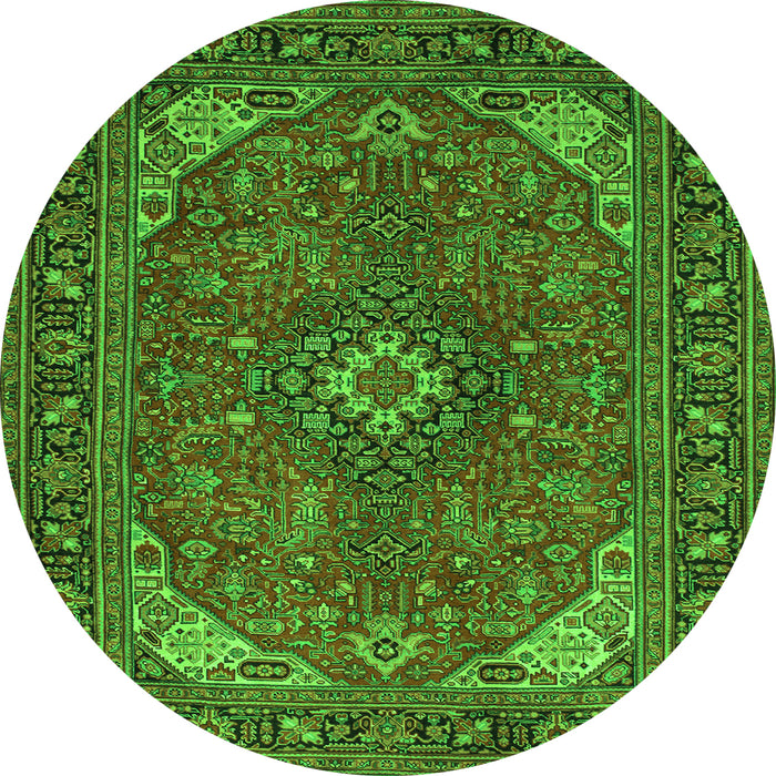 Square Medallion Green Traditional Rug, tr140grn