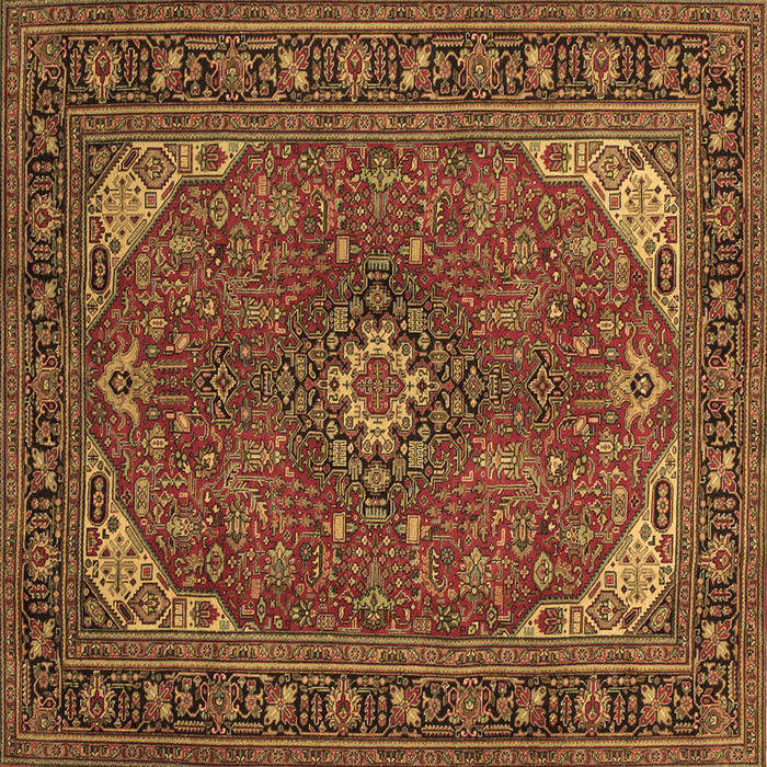 Square Machine Washable Medallion Brown Traditional Rug, wshtr140brn