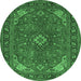 Round Medallion Emerald Green Traditional Rug, tr140emgrn