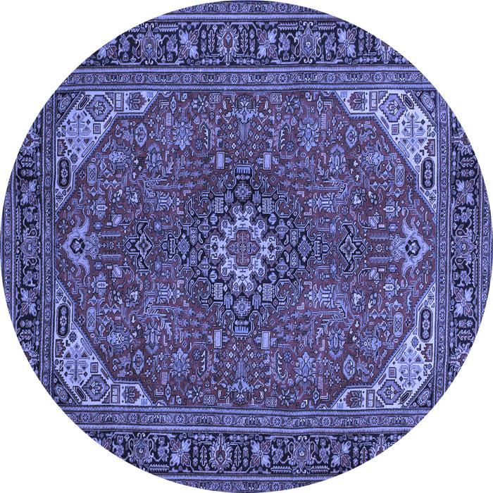Round Medallion Blue Traditional Rug, tr140blu