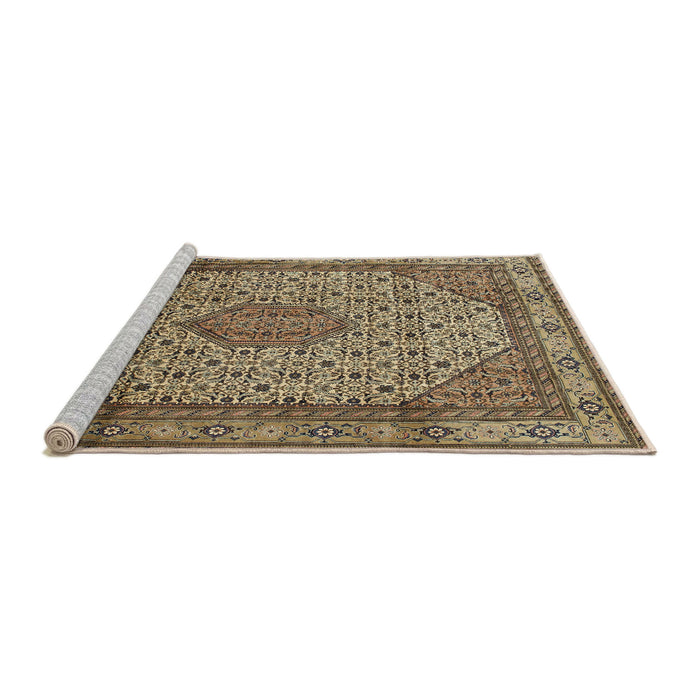 Sideview of Machine Washable Traditional Metallic Gold Rug, wshtr141