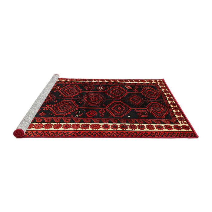 Sideview of Machine Washable Traditional Dark Brown Rug, wshtr1410