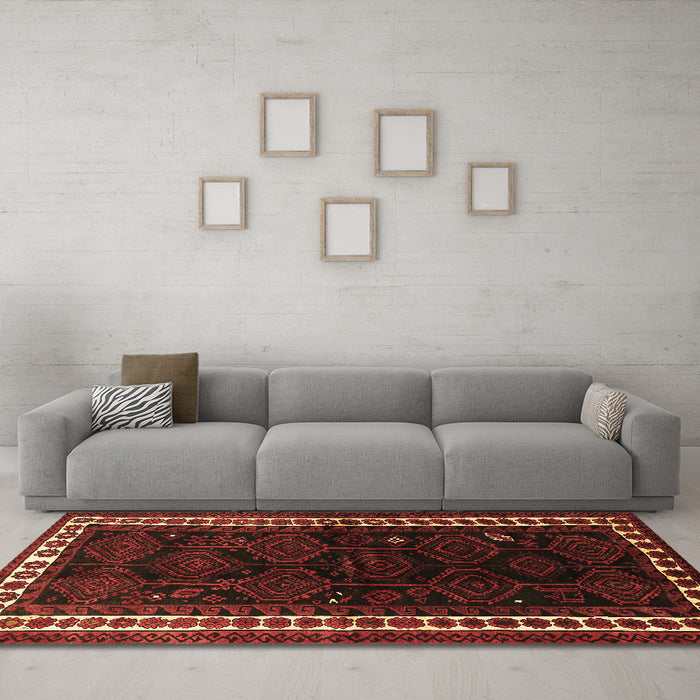 Machine Washable Persian Brown Traditional Rug in a Living Room,, wshtr1410brn