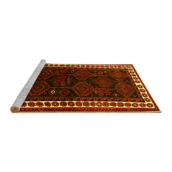 Sideview of Machine Washable Persian Yellow Traditional Rug, wshtr1410yw