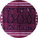 Round Machine Washable Persian Purple Traditional Area Rugs, wshtr1410pur