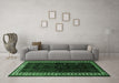 Machine Washable Persian Emerald Green Traditional Area Rugs in a Living Room,, wshtr1410emgrn