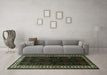 Machine Washable Persian Turquoise Traditional Area Rugs in a Living Room,, wshtr1410turq