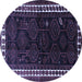 Round Persian Blue Traditional Rug, tr1410blu