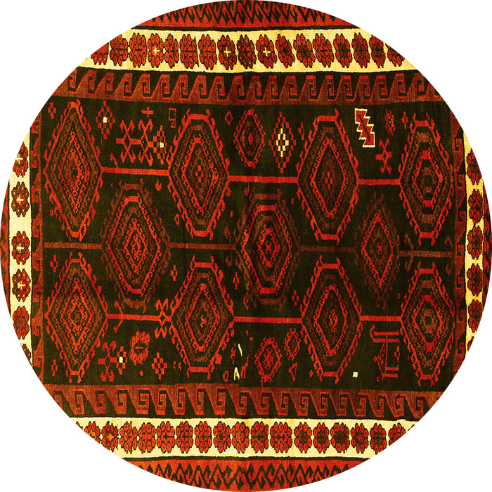 Round Persian Yellow Traditional Rug, tr1410yw