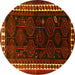 Round Persian Yellow Traditional Rug, tr1410yw