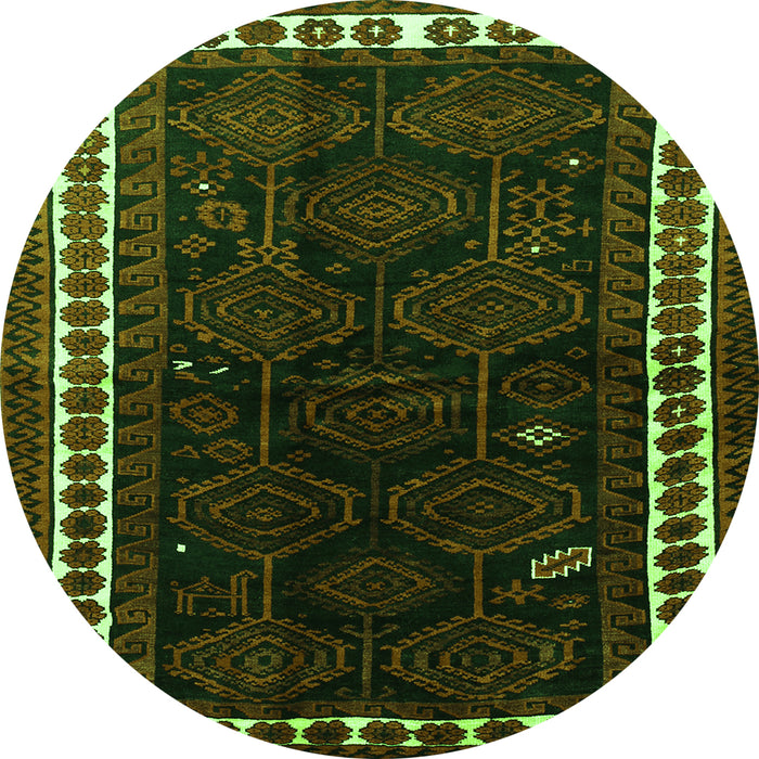 Square Persian Green Traditional Rug, tr1410grn