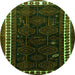 Square Persian Green Traditional Rug, tr1410grn