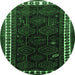 Round Persian Emerald Green Traditional Rug, tr1410emgrn