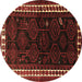 Round Persian Brown Traditional Rug, tr1410brn