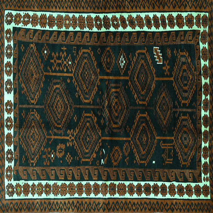 Square Machine Washable Persian Turquoise Traditional Area Rugs, wshtr1410turq