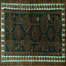 Square Persian Turquoise Traditional Rug, tr1410turq