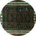 Round Machine Washable Persian Turquoise Traditional Area Rugs, wshtr1410turq