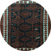 Round Persian Light Blue Traditional Rug, tr1410lblu