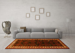 Machine Washable Persian Yellow Traditional Rug in a Living Room, wshtr1410yw