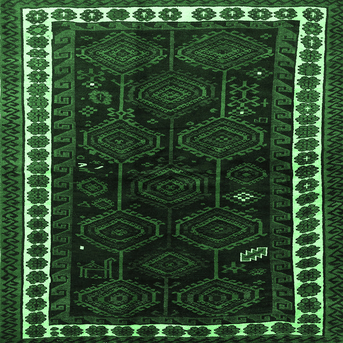 Square Persian Emerald Green Traditional Rug, tr1410emgrn