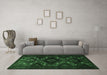 Machine Washable Persian Emerald Green Traditional Area Rugs in a Living Room,, wshtr1411emgrn